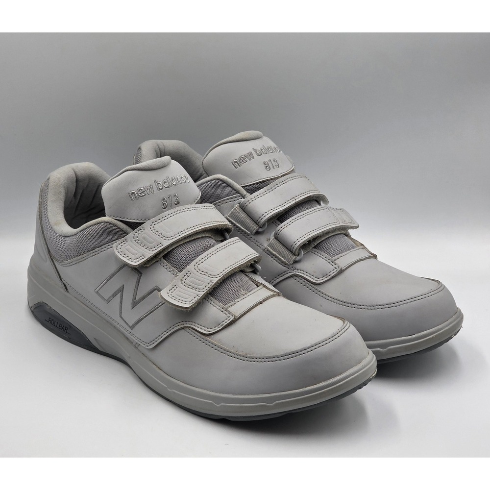 New Balance 813 V1 Hook Loop Walking Shoes Mens 14 Gray Leather Comfort